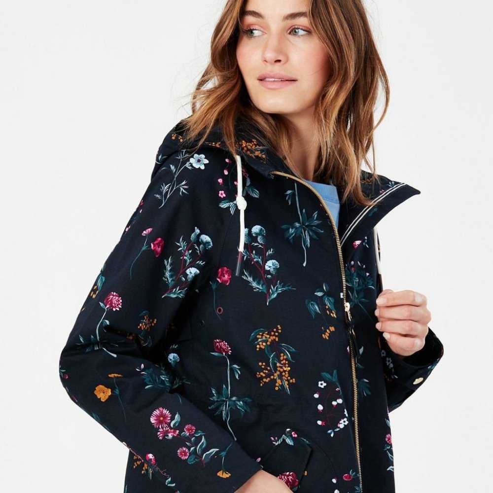 NWT- Joules  Shoreside Waterproof Floral Hooded Rain Jacket -Size 10